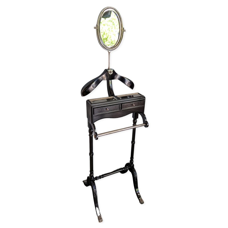 "St James" valet stand in black and chrome