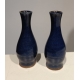 Paire de vases en grès coloris bleu