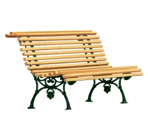 Banc "Vigne" en fonte verte et lattes en pin