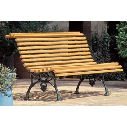Banc \"Vigne\" en fonte verte et lattes en pin
