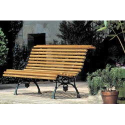 Banc \"Vigne\" en fonte verte et lattes en pin