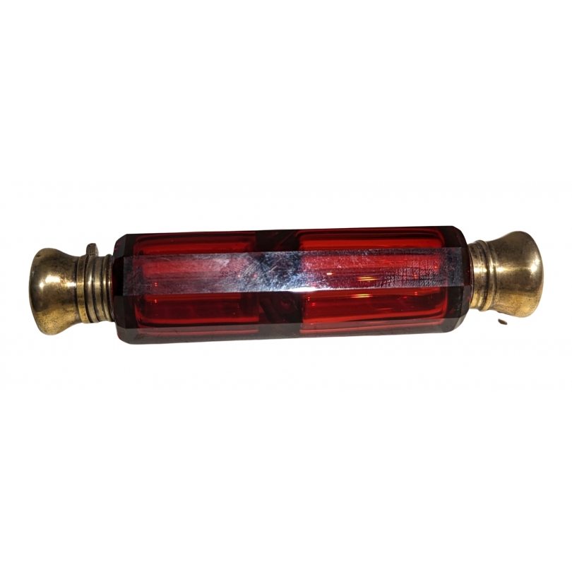 Boîte en cristal double rouge montures argentées