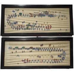 Paire de tableaux chinois "Procession"
