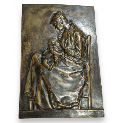 Plaque en bronze "Maternité" signée CHARPENTIER