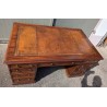 Bureau partner en acajou dessus cuir brun
