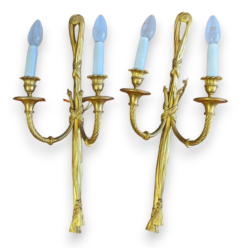 Paire d'appliques Louis XVI Noeud à 2 lumières