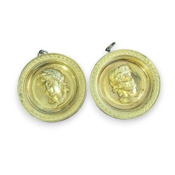 Paire d\'embout d\'embrasses en bronze doré
