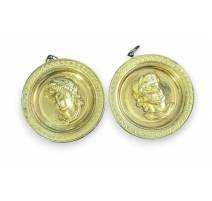 Paire d'embout d'embrasses en bronze doré