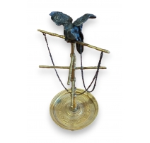 Perroquet sur son perchoir en bronze