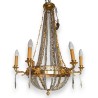 Lustre en bronze à cristaux à 6 lumières