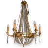 Lustre en bronze à cristaux à 6 lumières