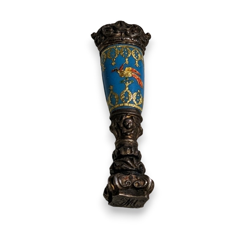 KM enamelled silver seal