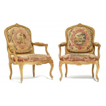 Paire de fauteuils Louis XV "à châssis"