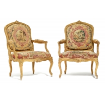 Paire de fauteuils Louis XV "à châssis"