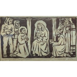 Gravure "Rois mâges" signé HB
