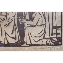 Gravure "Rois mâges" signé HB