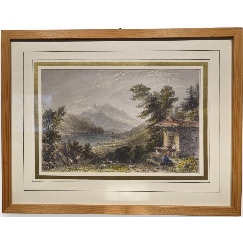 Gravure aquarellée "Mount Pilatus" par BARTLETT