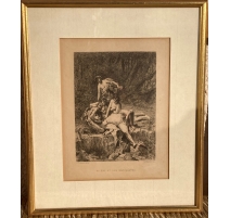 Litho "Silène et les Bacchantes" par COMERRE