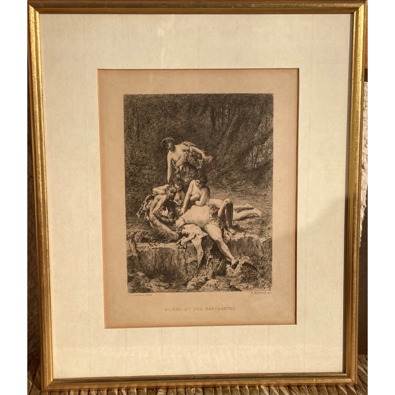 Litho "Silène et les Bacchantes" par COMERRE