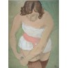 Aquarelle "Femme aux bas" signée Henry MEYLAN
