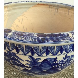 Large blue and white ceramic plant pot at  Moinat SA  - Antiques and home décor