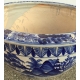 Grand cache pot en céramique bleu-blanc