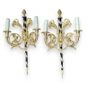 Paire d'appliques Louis XVI en bronze doré et bleu