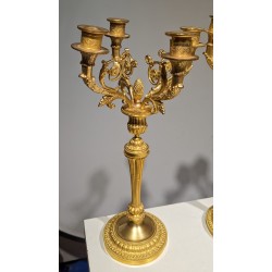 Paire de bougeoires Louis XVI en bronze doré