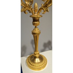 Paire de bougeoires Louis XVI en bronze doré