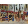 Aquarelle "Montmartre" signé P. AUBERT 1956