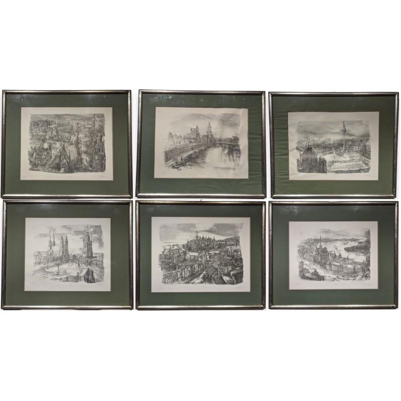 Suite de 6 gravures Villes Allemandes
