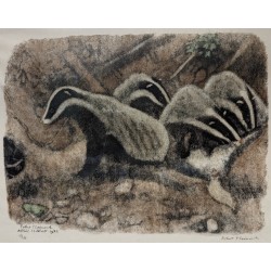 Gravure "Blaireaux" signée Robert HAINARD