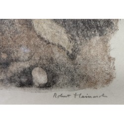 Gravure "Blaireaux" signée Robert HAINARD
