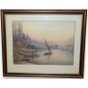 Watercolour ‘View of the Geneva Harbour’.  at Moinat SA  – Antiques and decorative arts –  Gouaches, watercolours, pastels