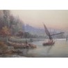 Watercolour ‘View of the Geneva Harbour’.  at Moinat SA  – Antiques and decorative arts –  Gouaches, watercolours, pastels