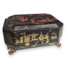 Black and gold lacquered sewing box