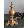 Paire de chenets Louis XIV en bronze et fonte