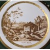 Assiette \"Vue d\'un moulin Lausanne\" en porcelaine