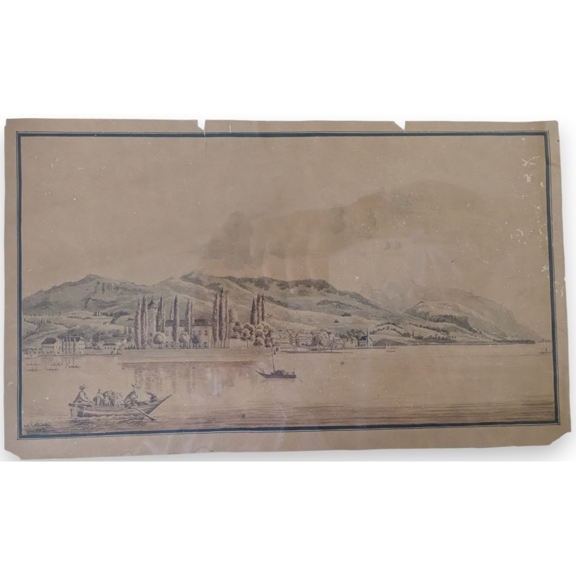 Dessin "Bord du lac" signé STEINLEN 1852