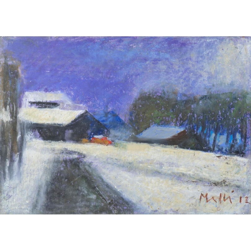 Tableau "Village sous la neige" signé MAFLI 12