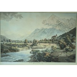 Engraving ‘Château de Wimmis’ by ABERLI