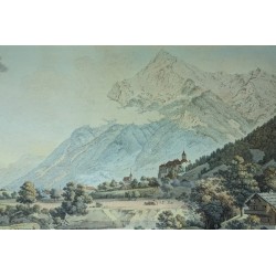 Engraving ‘Château de Wimmis’ by ABERLI