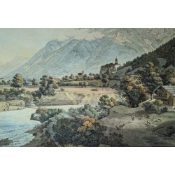 Engraving ‘Château de Wimmis’ by ABERLI