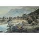 Gravure "Chateau de Wimmis" de ABERLI