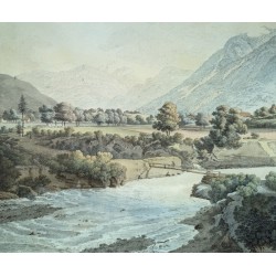 Engraving ‘Château de Wimmis’ by ABERLI