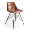 Chaise industrielle en cuir vintage