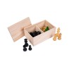 Chess pieces made from dark and light palm wood