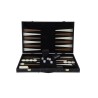 Black backgammon set with a brown and beige interior