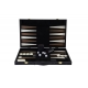 Coffret de Backgammon noir intérieur brun et beige