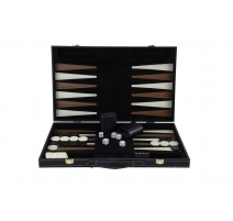 Coffret de Backgammon noir intérieur brun et beige